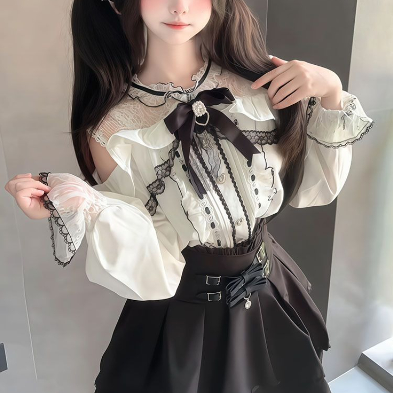 Japon Gotik Y2K Lolita Tarzı K - Blouse Off Shoulder incelemesi ve fiyatı